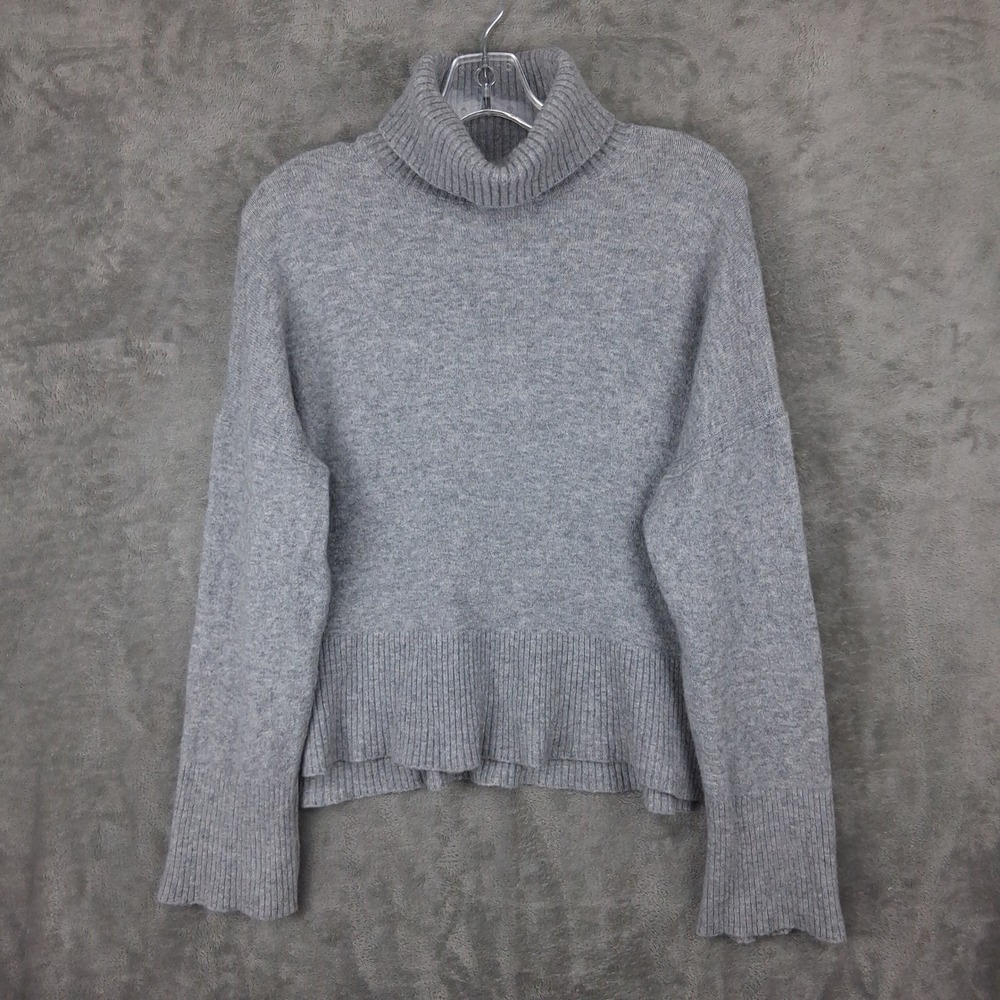 J.Crew Turtleneck Sweater Womens Size Medium Gray Merino Wool Alpaca BD143